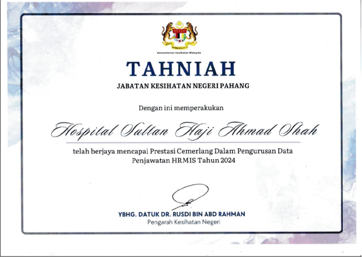 Prestasi cemerlang Dalam Pengurusan Data Penjawatan HRMIS